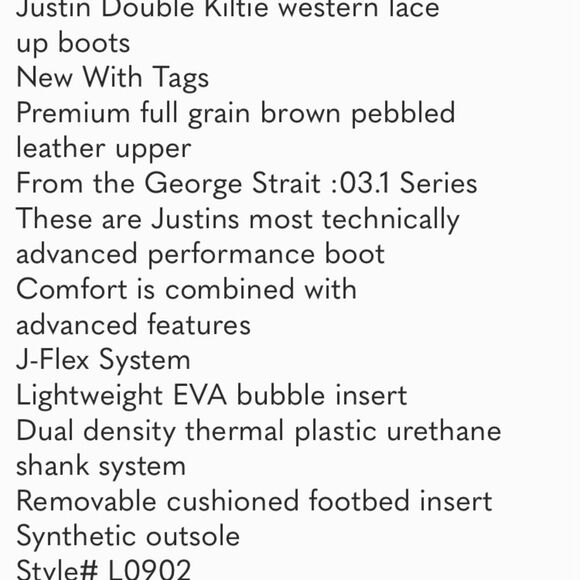 Rare Justin George Strait Brown Leather Doug Kiltie Western Cowgirl Boots Sz 7 - Picture 11 of 14